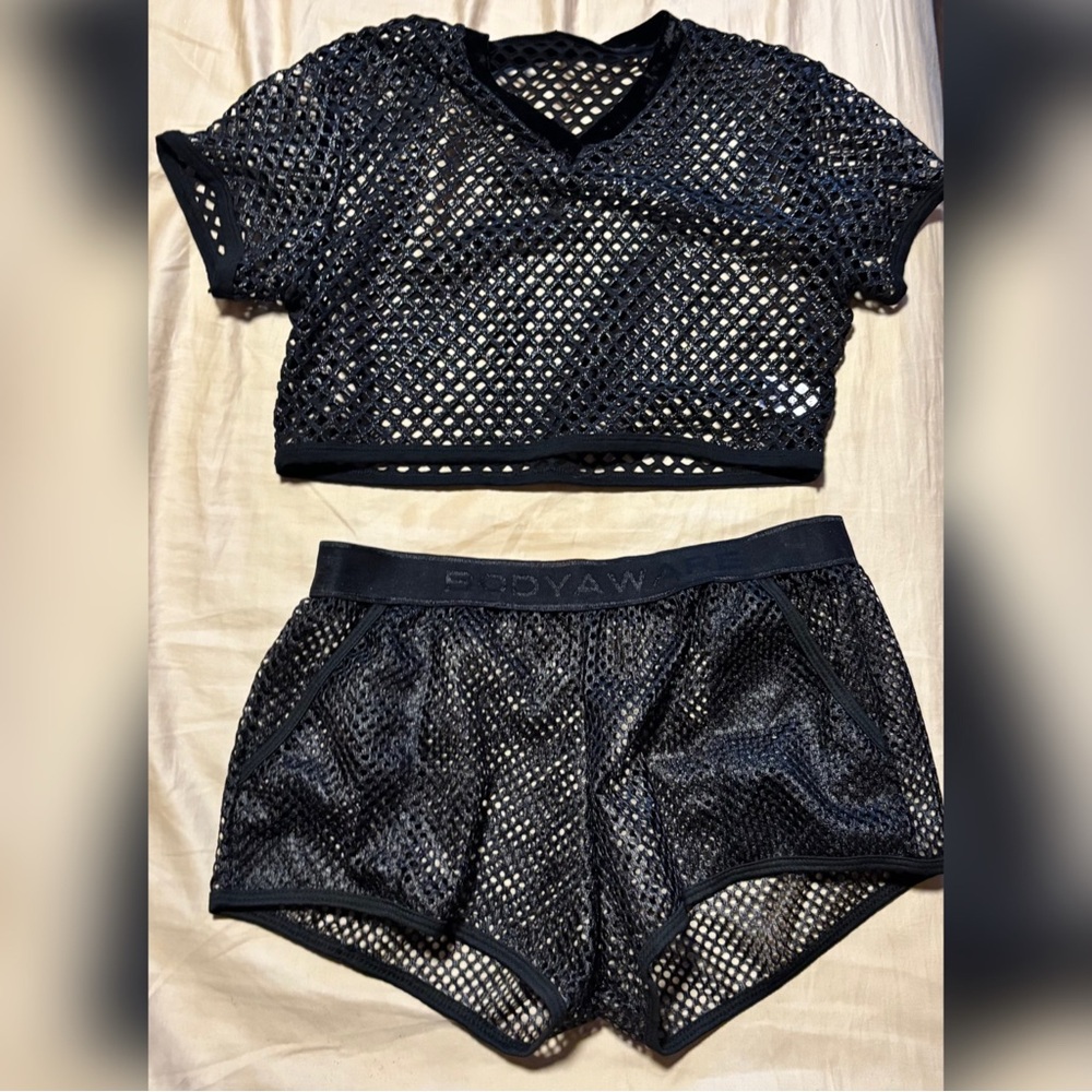 BodyAware Men’s Black Mesh Two-Piece Set